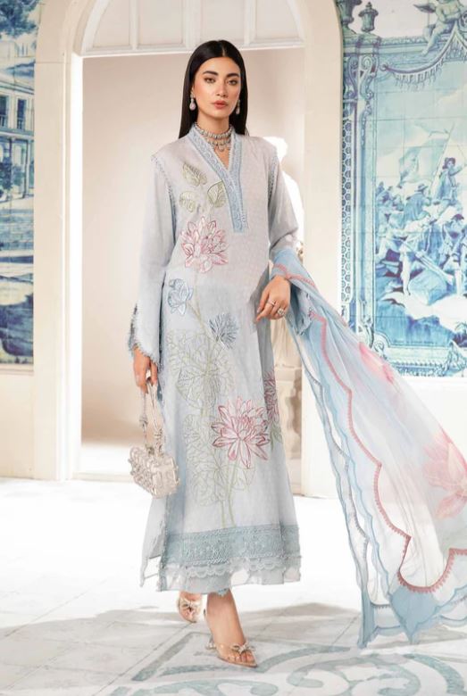 Maria.B - 3 Piece Unstitched Printed Suit | MPT-2201-B Brand & Cottage by W/F