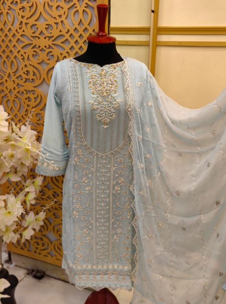 3 Piece - Embroidered Chiffon Agha Noor Master Replica-02 Brand & Cottage by W/F