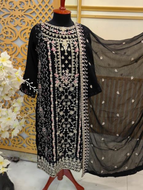 3 Piece - Embroidered Chiffon Agha Noor Master Replica-003 Brand & Cottage by W/F