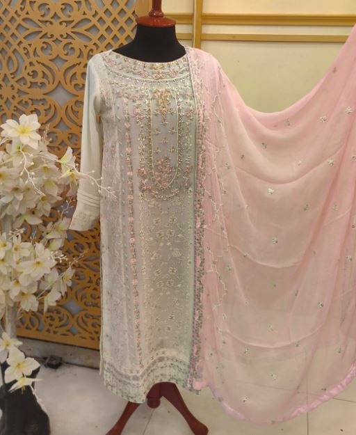 3 Piece - Embroidered Chiffon Agha Noor Master Replica-003 Brand & Cottage by W/F