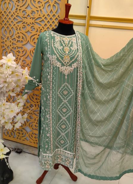 3 Piece - Embroidered Chiffon Agha Noor Master Replica-005 Brand & Cottage by W/F