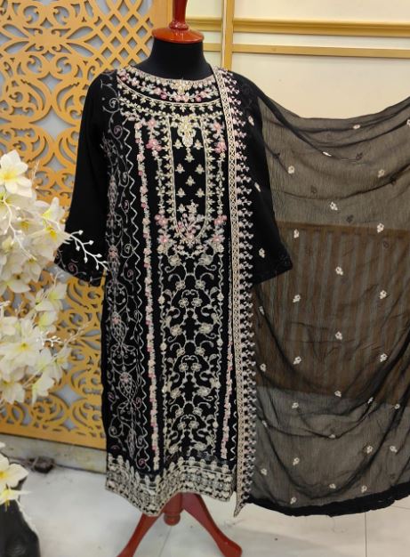 3 Piece - Embroidered Chiffon Agha Noor Master Replica-007 Brand & Cottage by W/F