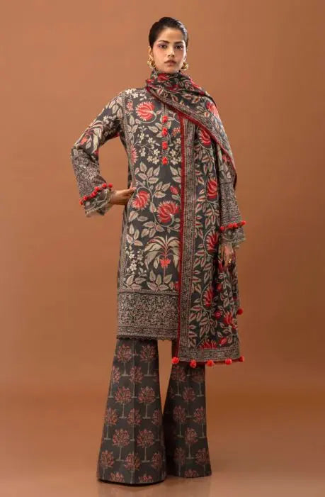 Sana Safinaz Mahay Winter Collection Unstitched - 3 Piece H243-002B-3CQ Brand & Cottage by W/F