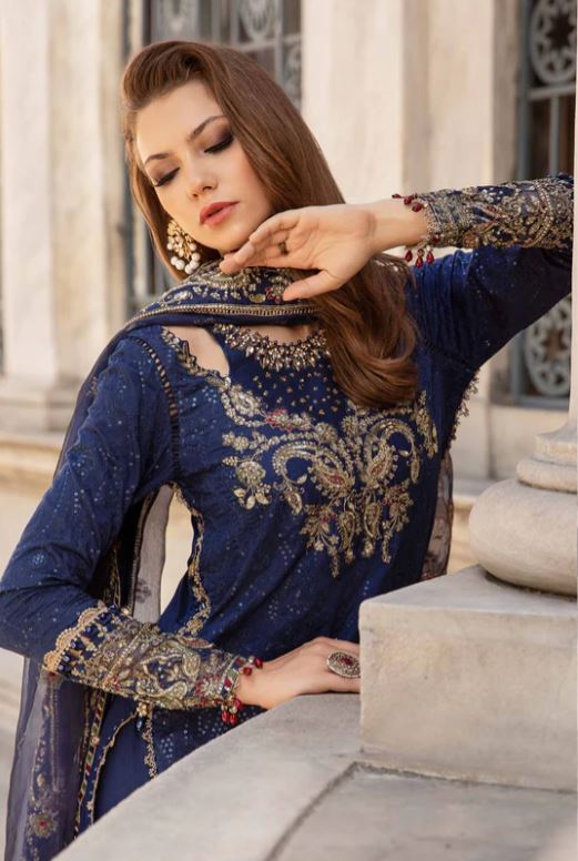 Maria.b Unstitched Embroidered Cotton Satin Suit | CST-804 Brand & Cottage by W/F