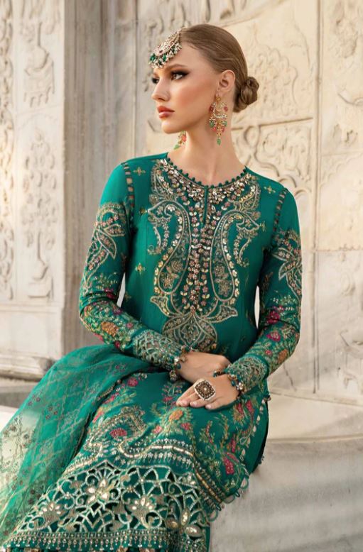 Maria.b Unstitched Embroidered Cotton Satin Suit | CST-805 Brand & Cottage by W/F