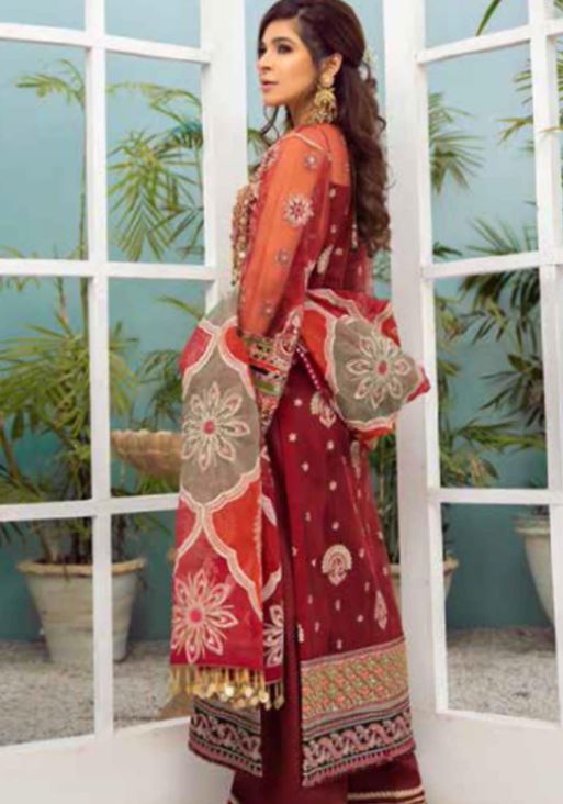 Maryam Hussain Embroidered Organza Unstitched 3 Piece Suit MRH21W D-06 GOTTA Brand & Cottage by W/F